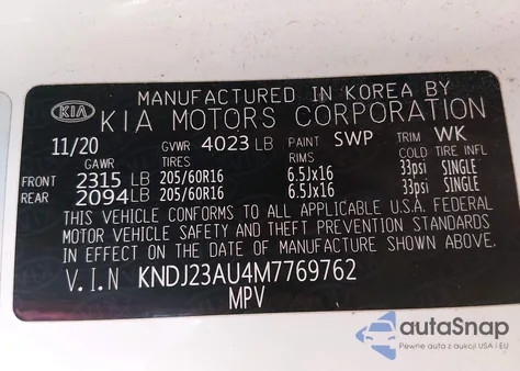 2021 Kia Soul S from USA, damaged, VIN KNDJ23AU4M7769762